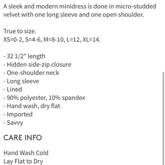 (A4c) NEW Cosmopolitan Black studded one Shoulder velvet dress, Size M, NWOT - Picture 12 of 12